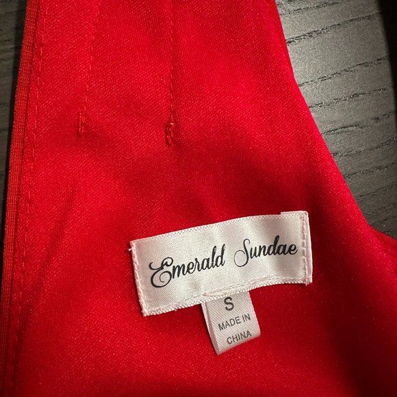 Emerald Sundae Red Deep-V Minidress - Picture 6 of 8